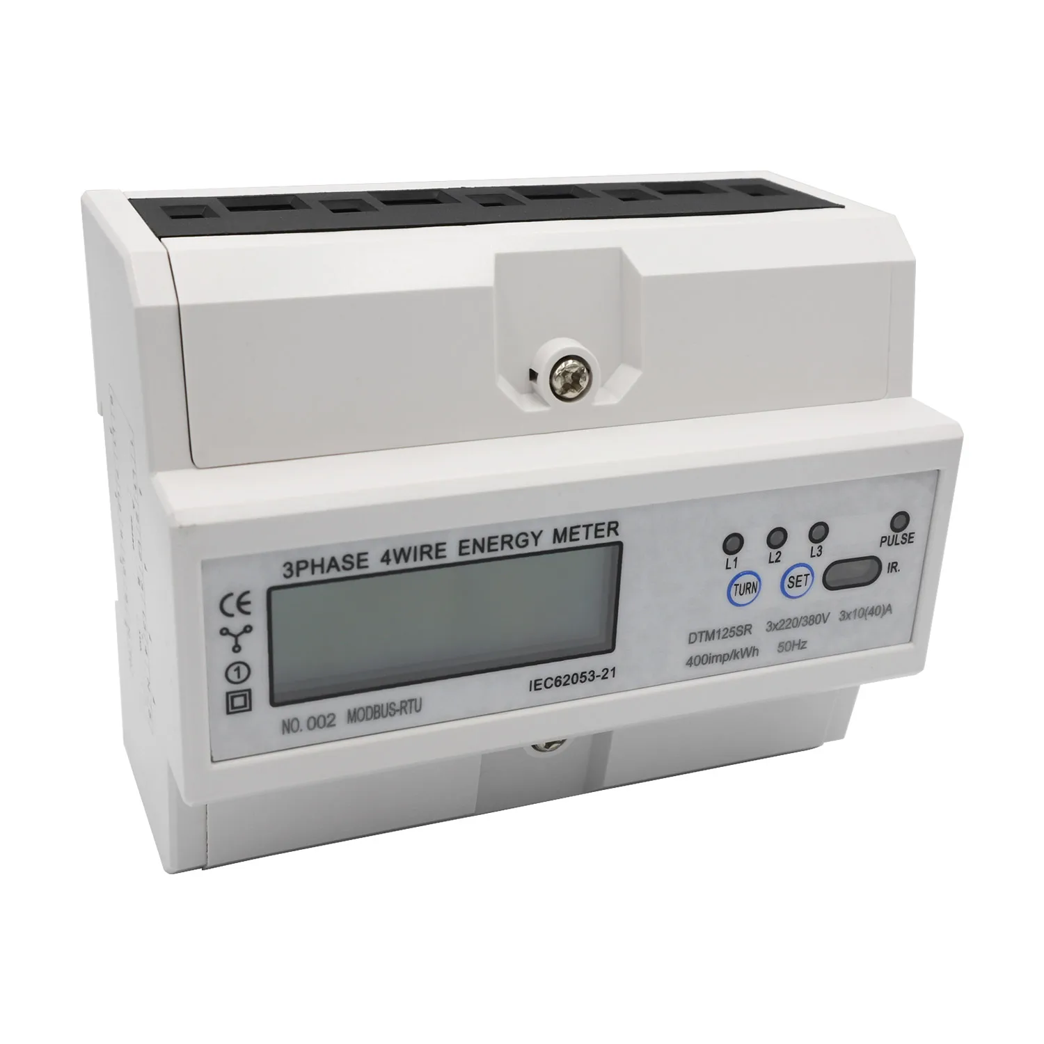 3-фазный 4-проводной измеритель энергии на DIN-рейке RS485 с протоколом MODBUS 380 В