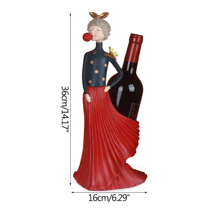 

Creative Modern Bubble Girl Wine Rack Home Decoration Furnishings Resin Beauty Skirt Wine Holder Bookcase Display Ornament Gifts