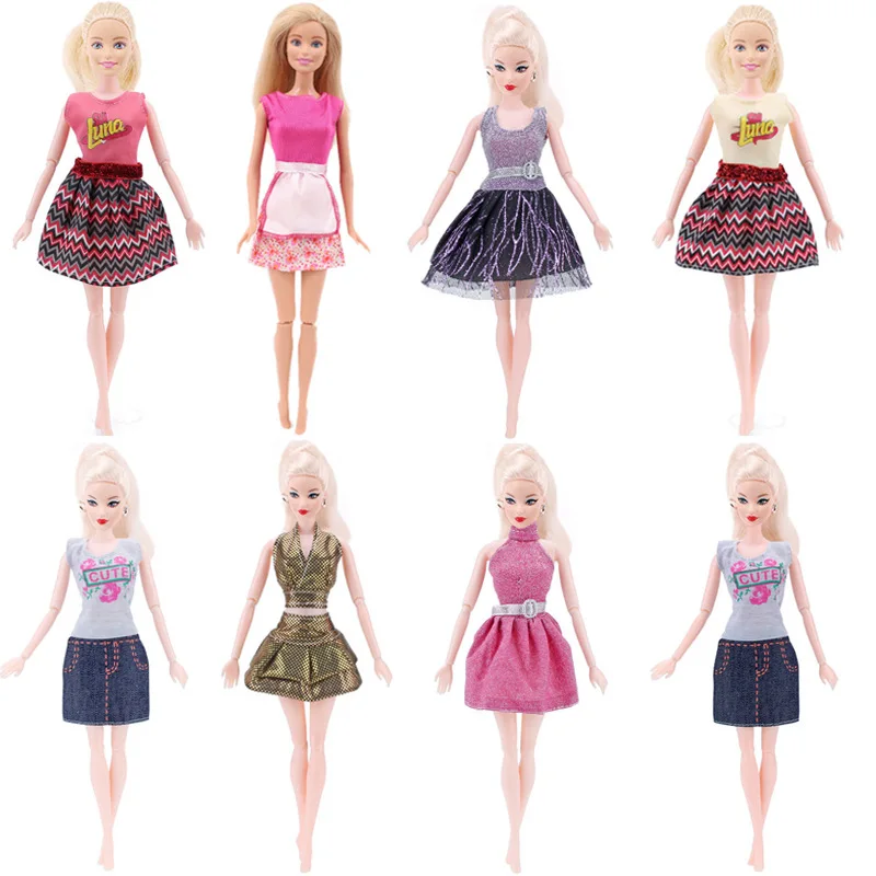 

Doll 15 Styles Barbies Giraffe Outfit Short Dress Denim Grid Skirt Vest Pants Daily Casual Wear Ken Accessories Girl`s Toy DIY