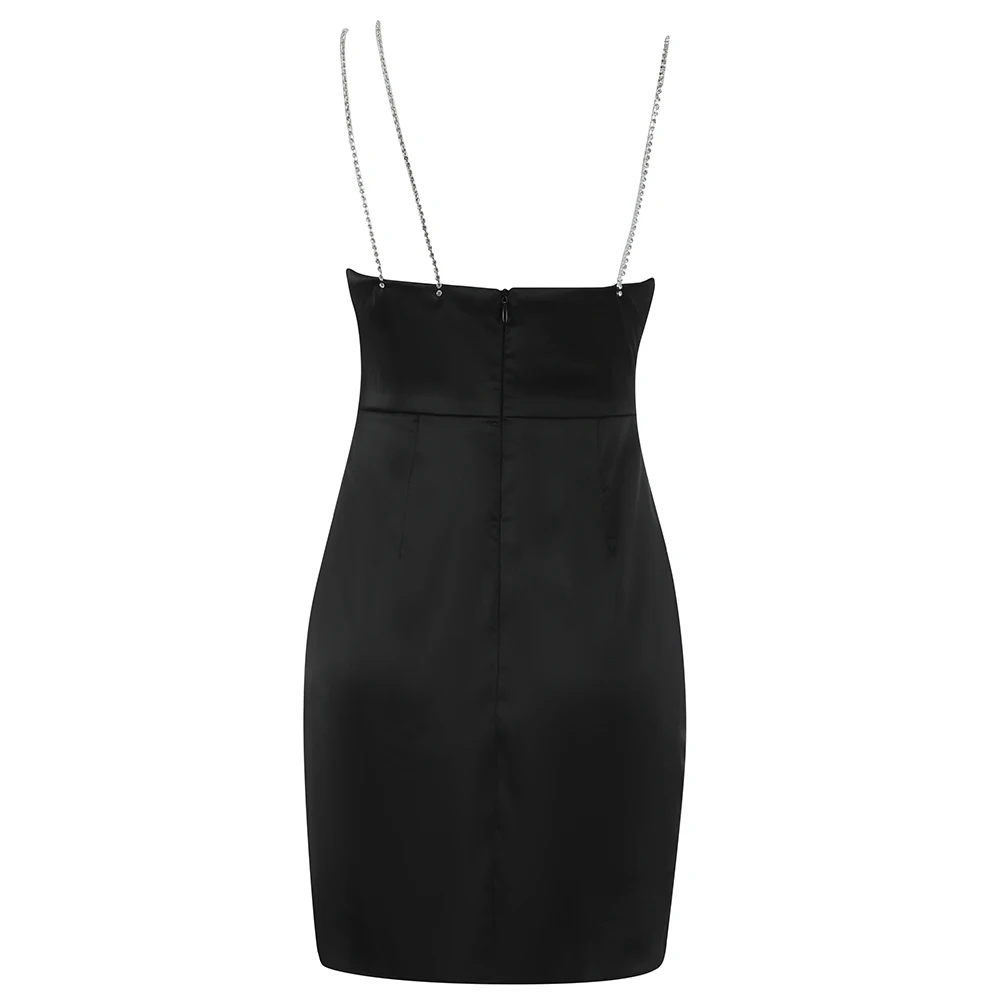 

2020 New Arrival Women black v neck spaghetti srap sleeveless Celebrity Party Bodycon Bandage Dress wholesale