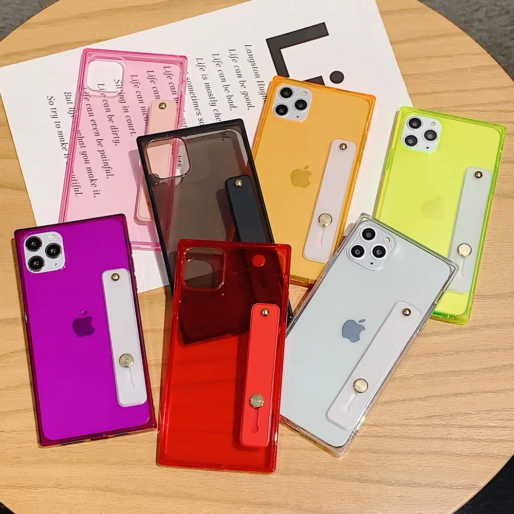 

Square Phone Case for Galaxy A51 A71 S20 Ultra A70 A50 S10E S9 Plus A20 Soft TPU Stand Cover Clear Candy Color Shockproof Coque