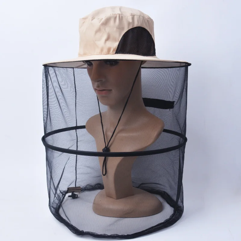 

Foldable mosquito hat field fishing net yarn fishing hat big eaves mosquito sunshade beekeeping hat