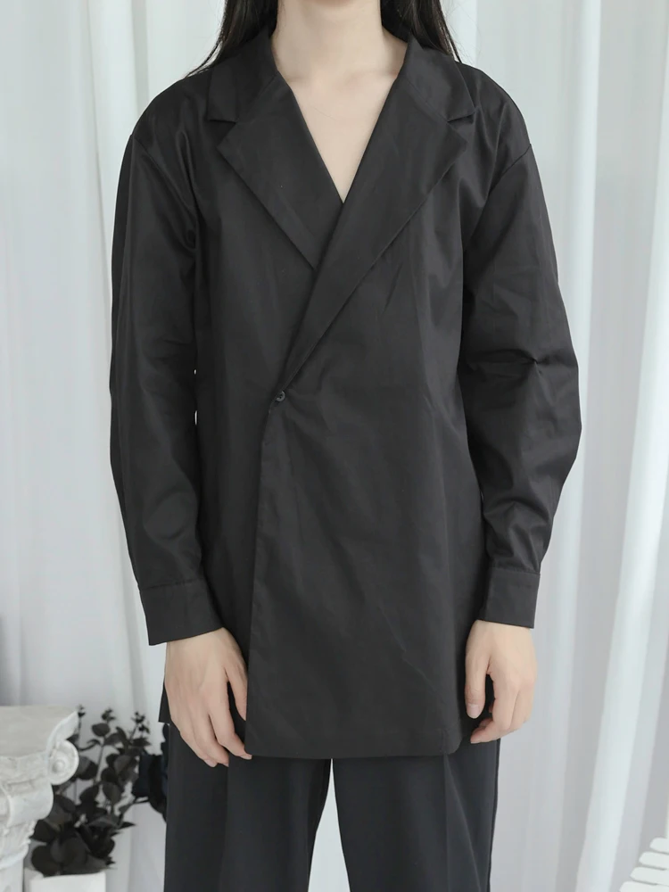 Men's Long Sleeve Shirt Spring And Autumn New Suit Collar European And American Neutral Casual Loose Large Shirt