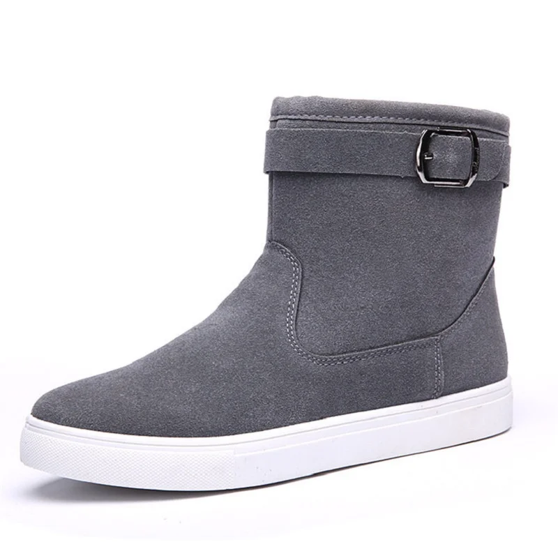 Мужские ботинки на плоской подошве черные из матовой кожи с круглым носком