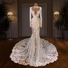 Женское свадебное платье-Русалка It's yiiya, белое кружевное платье с длинным рукавом и жемчугом на лето 2021