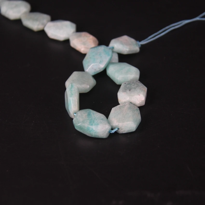 

20pcs/strand Natural Peru Amazonite Faceted Slab Nugget Loose Beads,Cut Blue Quartz Stone Gems Slice Pendants Jewelry Making