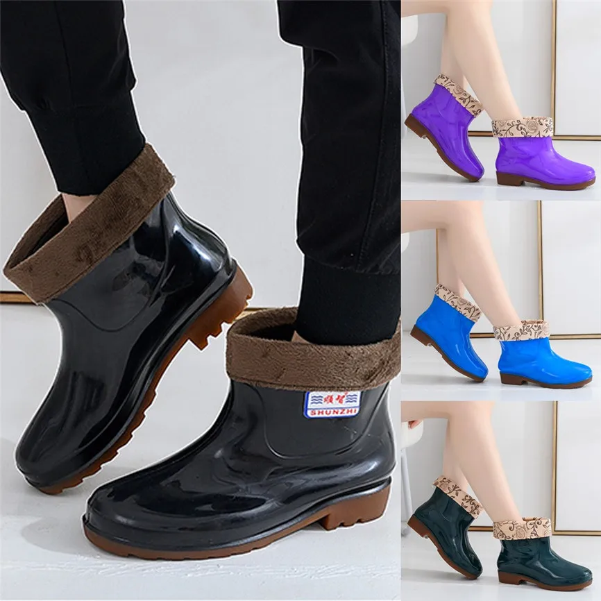 Winter Women's Rain Boots Thicken Cover Waterproof Shoes Unisex Anti-Skip Ankle Plus Size High Quality Short Booties z4 | Обувь
