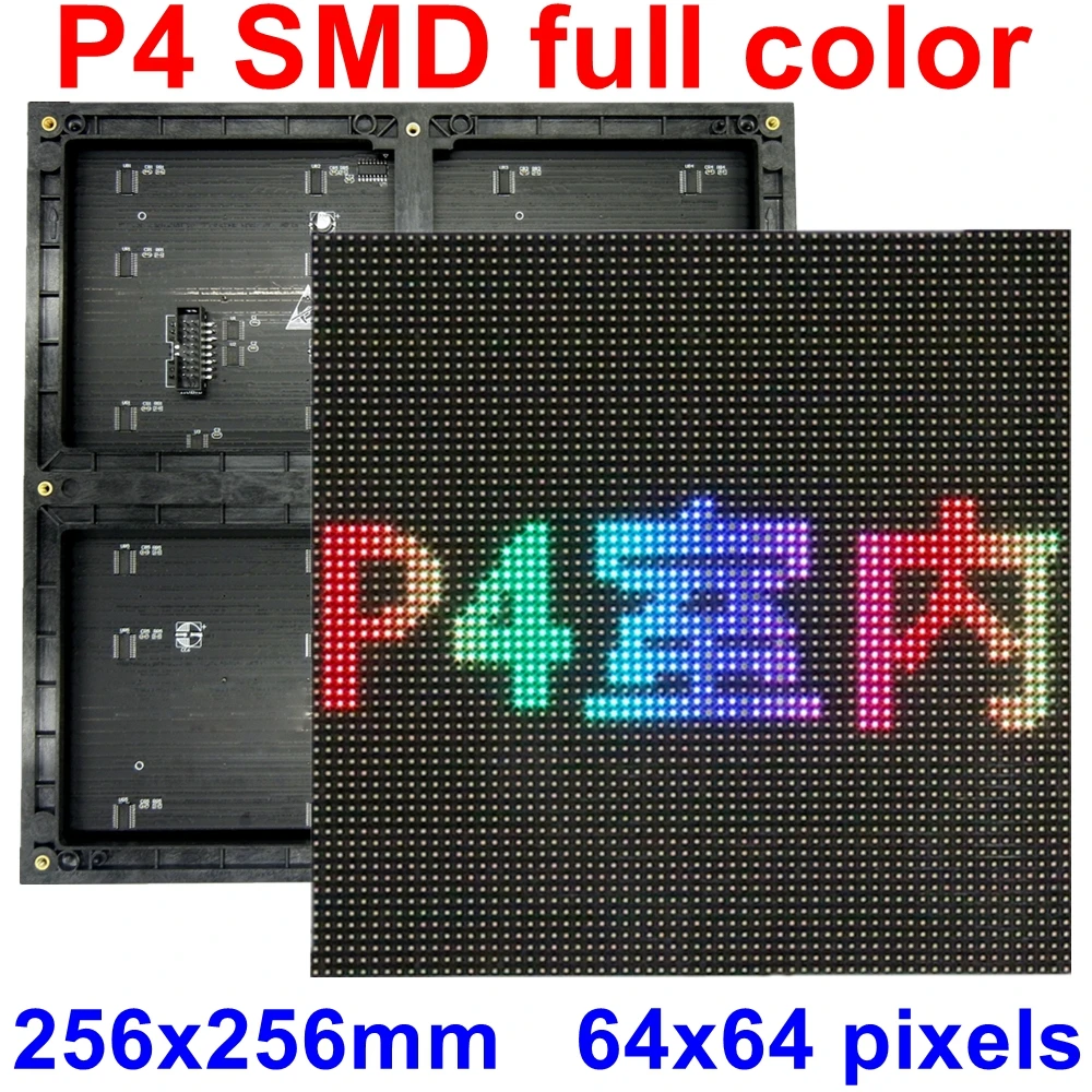 P4 Крытый SMD полноцветный светодиодный модуль 256x256 мм 64x64 пикселей 32 сканирования HUB75E порт высокой четкости для Светодиодный настенный видео дисплей ТВ