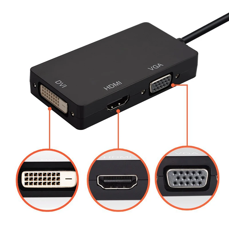 3 в 1 MINI DP DisplayPort для док станции DVI адаптер VGA HDMI переходник Thunderbolt кабели 1080P Mac MacBook