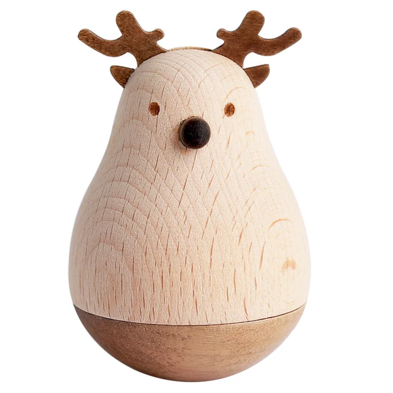 

Creative Wooden Cartoon Animal Tumbler Decoration Office Desktop Decompression Toy Birthday Gift Small Decoration