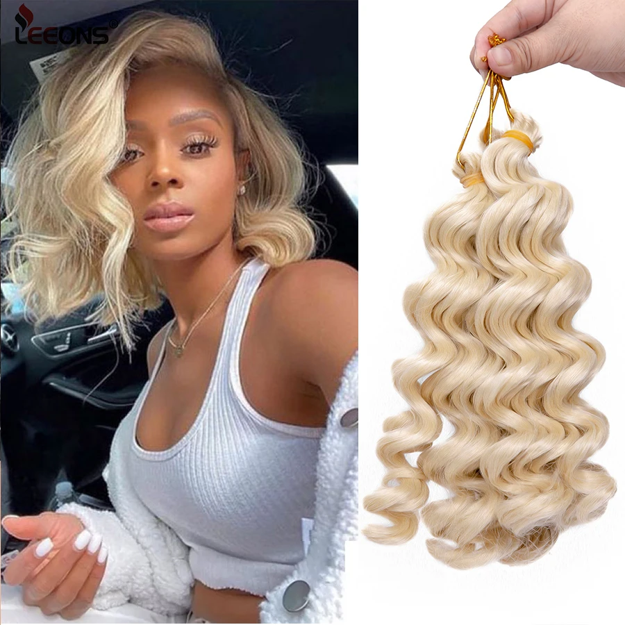 

9Inch Short Synthetic Crochet Hair Ocean Wave Weaves Bundles Zizi Deep Wave Crochet Hair Extensions Light Weight Wear Braiding