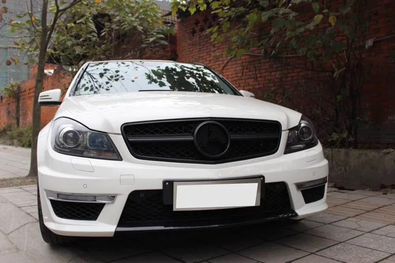 Матовая/глянцевая черная автомобильная гоночная решетка для Mercedes W204 гриль 2008- C300 C180 AMG эмблемы сетки радиатора переднего бампера изменить