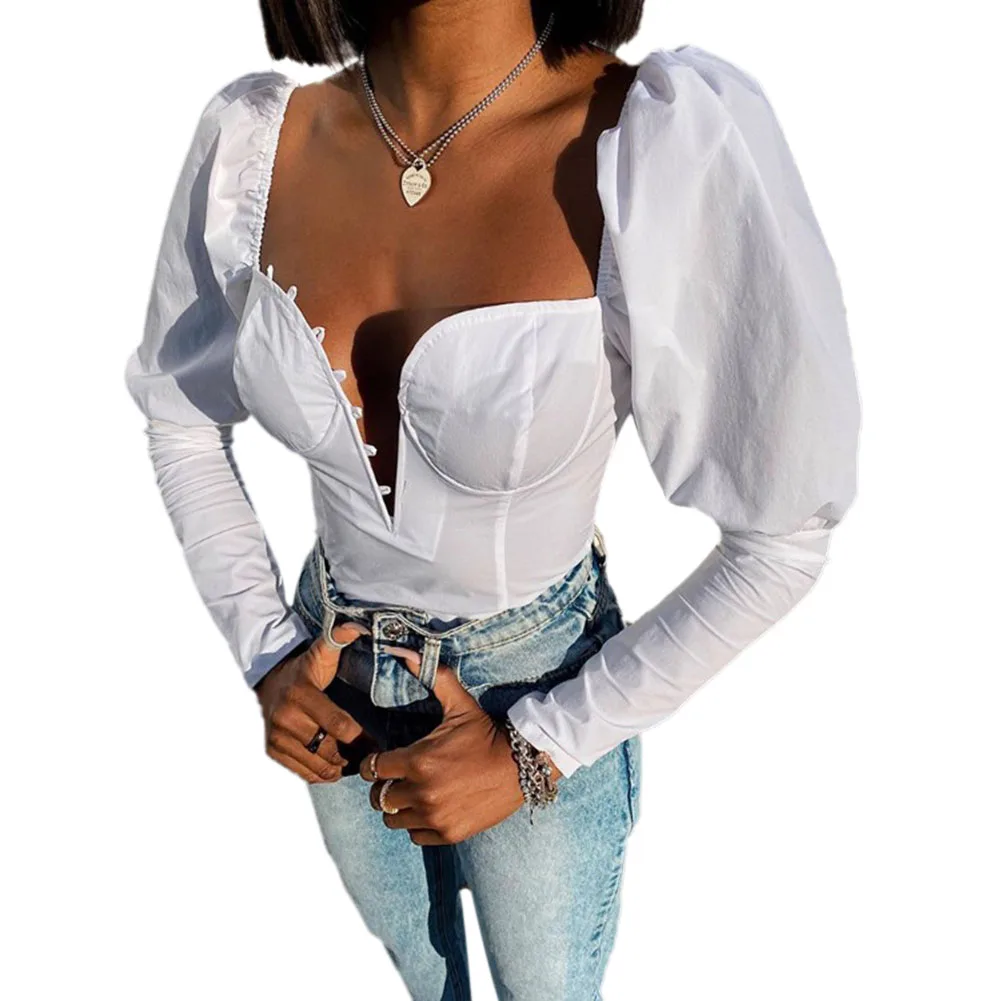 

Women's Sexy Top Slim Solid Color Long Sleeve Hollow Chest Wild Fashion Top Soft and Comfortable for Spring