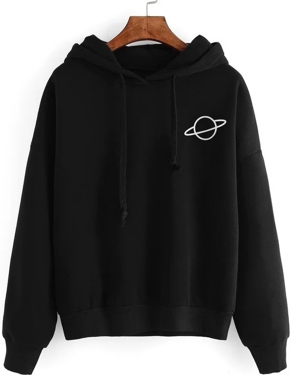 Женские толстовки с капюшоном на каждый день принтом Kpop Planet однотонный свободный