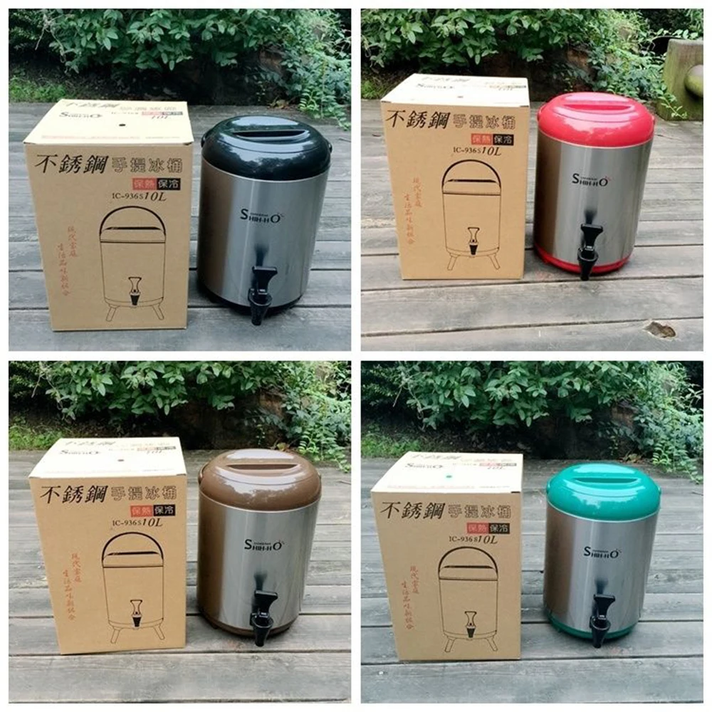 

6/8/10/12L Large Capacity Stainless Steel Milk Tea Barrel Heat Cool Preservation Commercial Stainless Steel Barrel Bucket