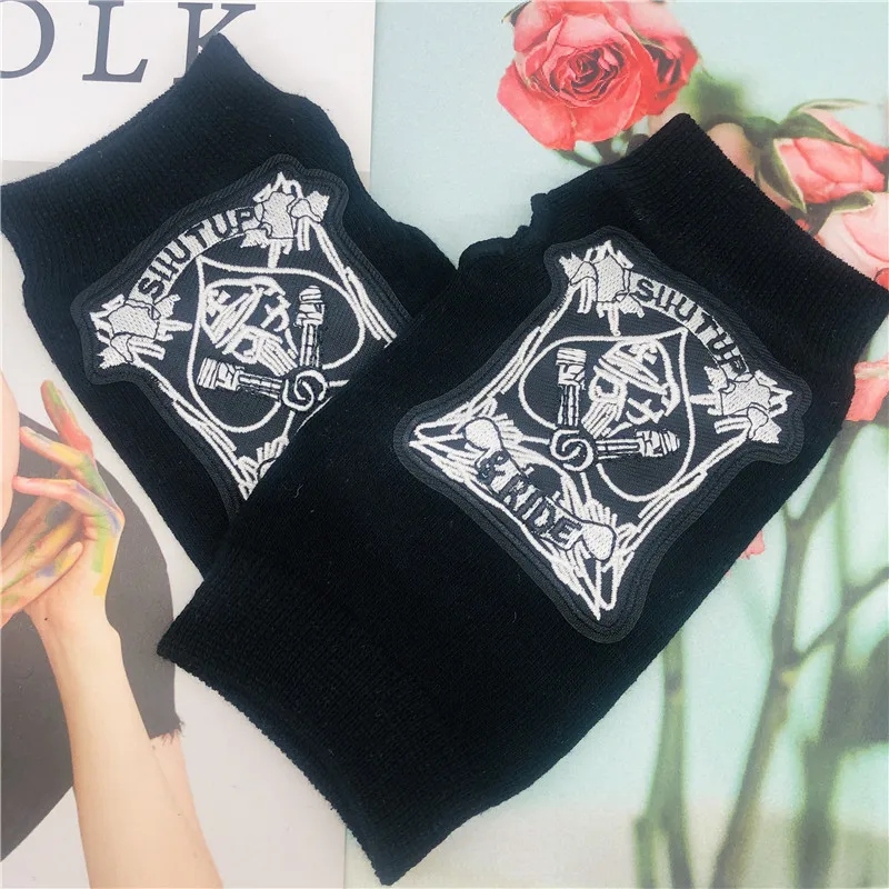 ZAOLIHU Skull Designer Mens Gloves Black Winter Warm Cool Knitted Cotton Women Half Finger Cartoon |