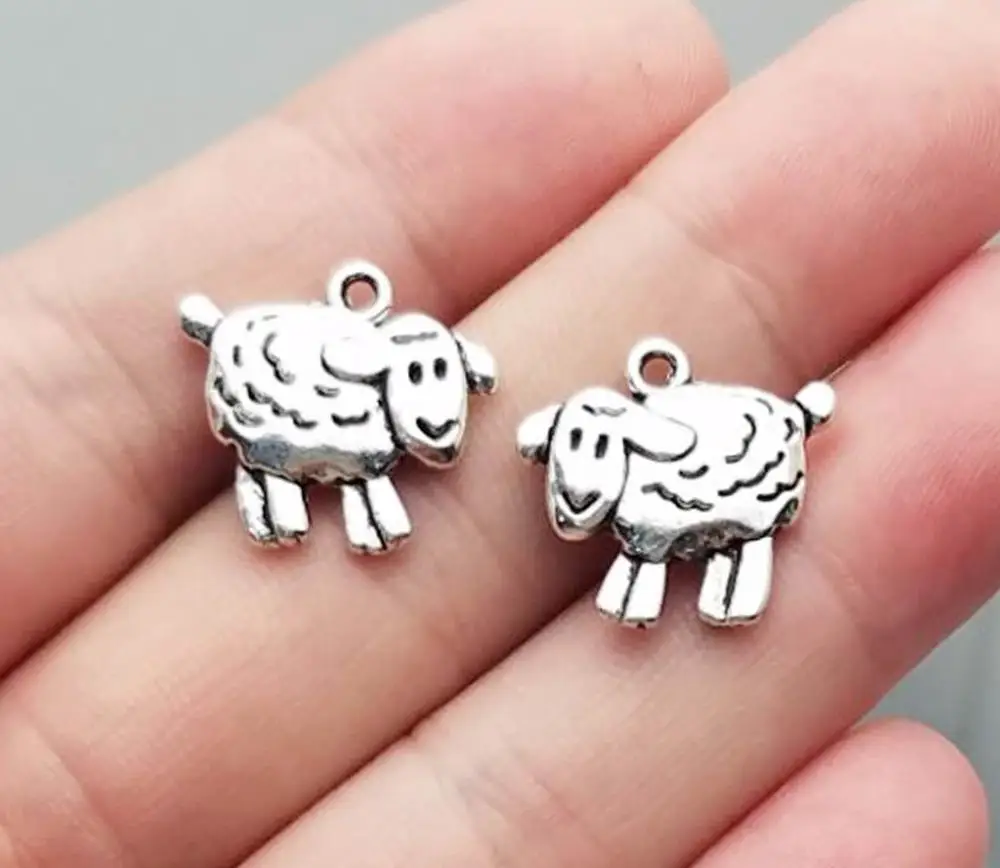 

15pcs/Lot--18x16mm Antique Silver Plated Double Sided Sheep Animals Charms Jesus Pendants For Diy Supplies Jewelry Accessories