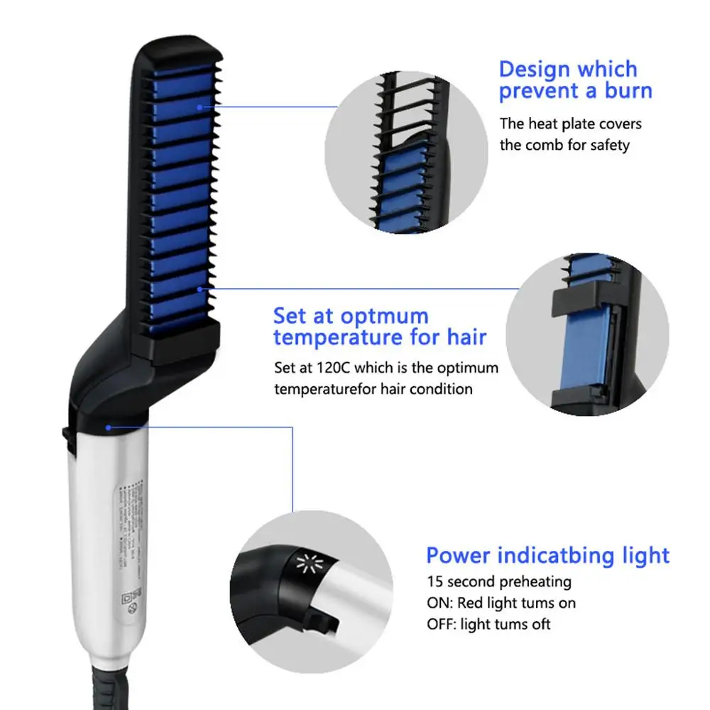 Расческа для выпрямления волос щетка бороды многофункциональная электрическая