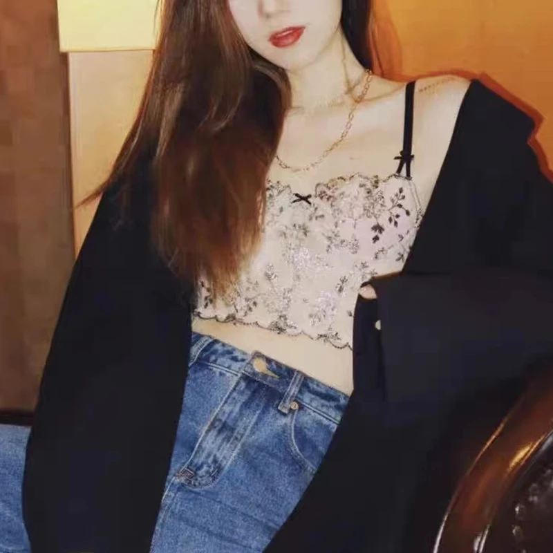 Ажурная кружевная Тюлевая майка новинка 2022 женские майки прозрачная