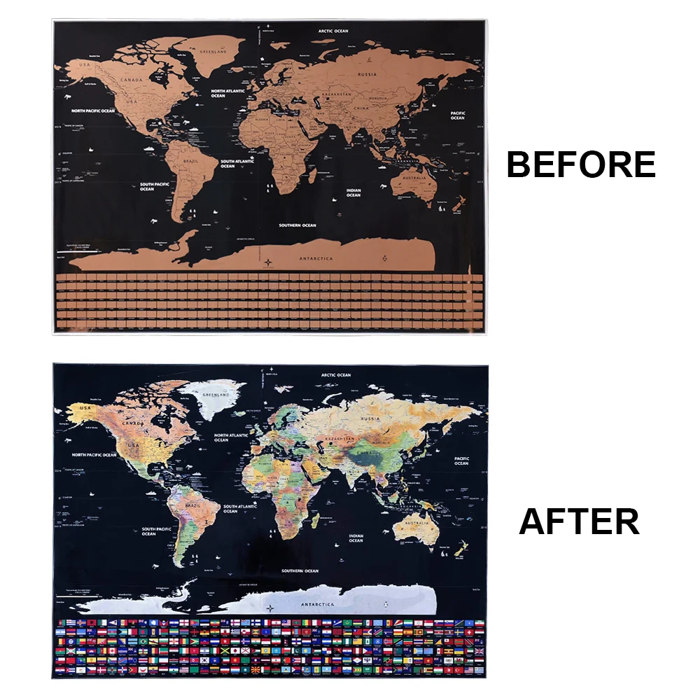 Large Size Scratch Off World Travel Map 41*30cm Wall Sticker Poster Vibrant Colors Detailed Journal Planner Gift for Travelers |