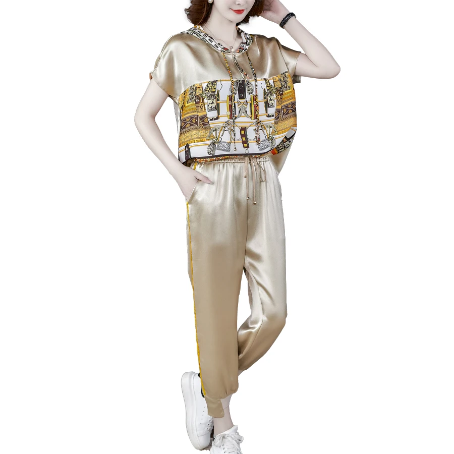 Комплект женский Повседневный из двух предметов топ с коротким рукавом