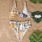 Сексуальный женский комплект бикини с высокой талией, купальник 2020, купальный костюм из 2 предметов с принтом, купальный костюм в стиле пэчворк, стринги, бразильский купальник