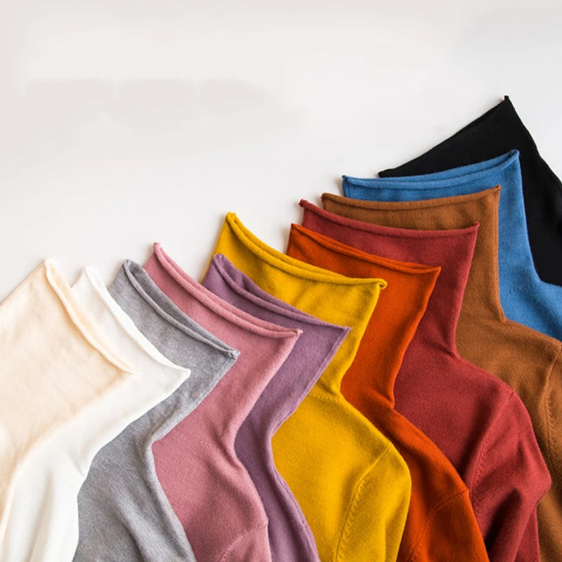 Женский трикотажный свитер с высоким воротником осенне-зимняя одежда 2021