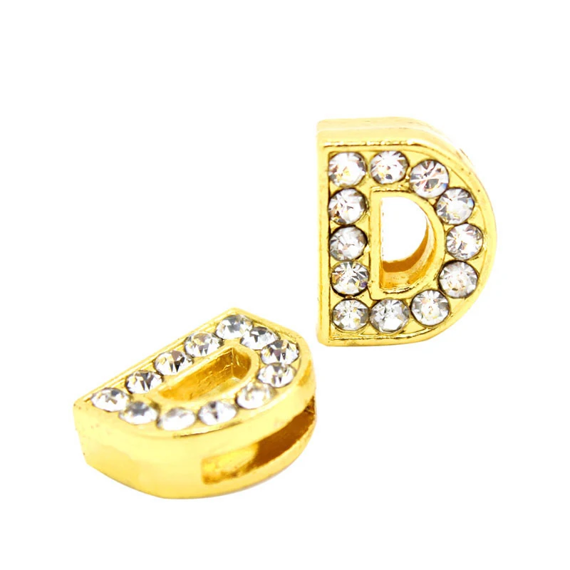 130 шт. 8 мм золотистый цвет слайд буквы английского алфавита стандартный браслет