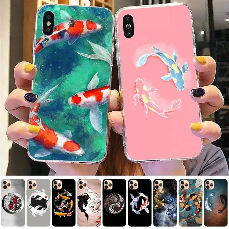 

Koi Yin Yang Fish Phone Case for iphone 13 8 7 6 6S Plus X 5S SE 2020 XR 11 12 pro XS MAX