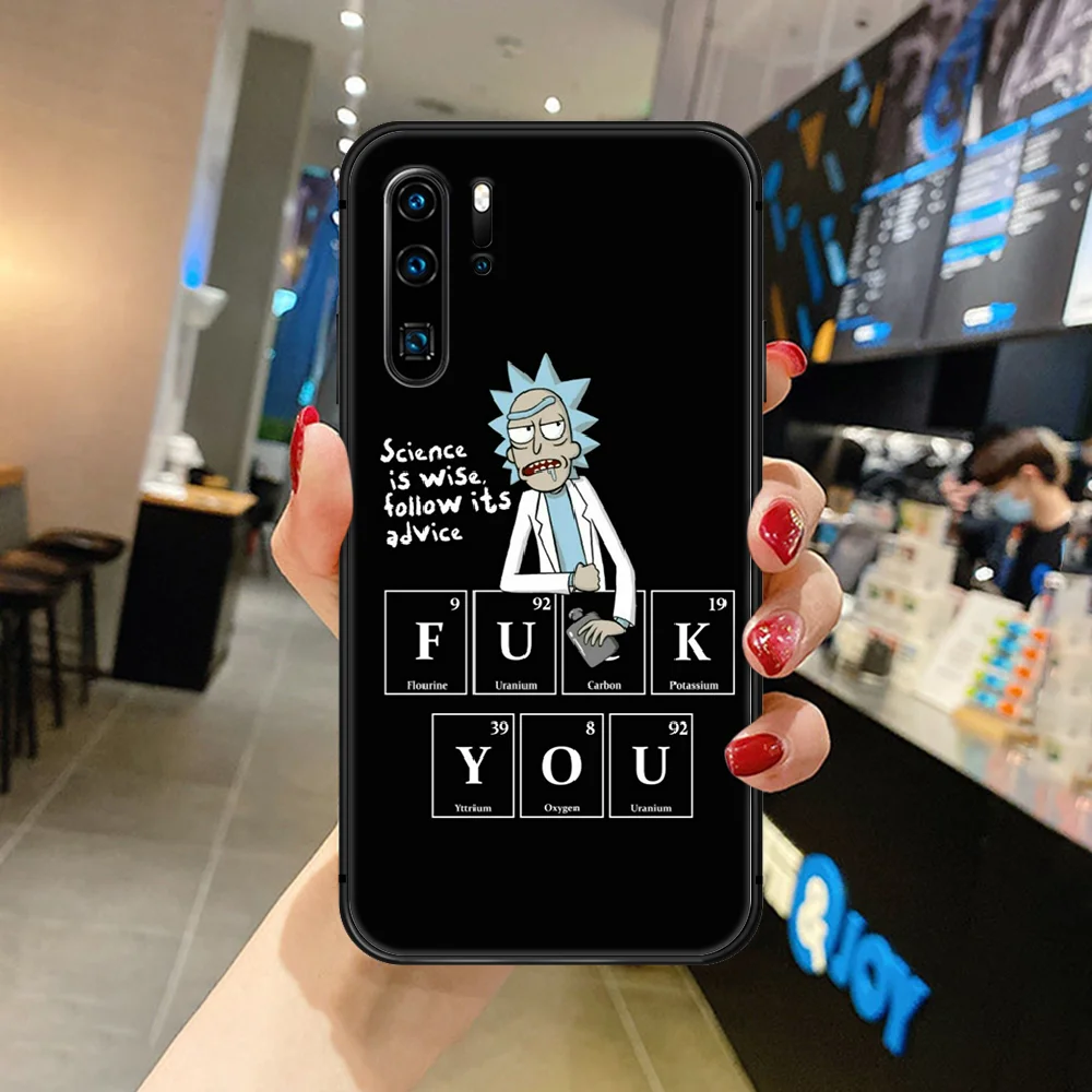 

Rick or Morty Anime Phone case For Huawei P 10 20 30 40 Mate Smart Lite Z 2019 Pro black black bumper silicone funda trend back