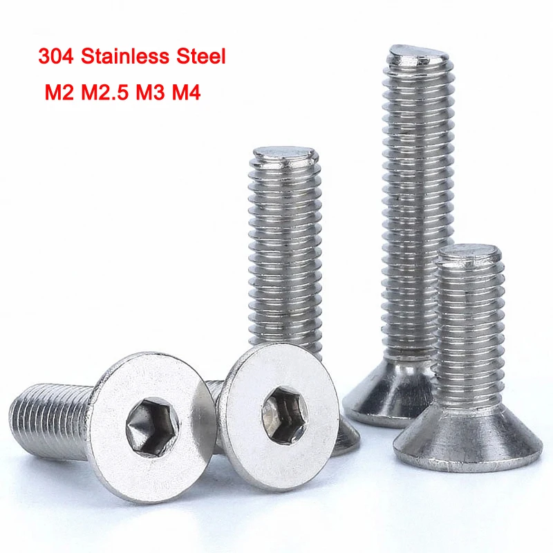 

304 Stainless Steel DIN7991 Hex Socket Countersunk Head Screws Flat Head Screw Bolt M2 M2.5 M3 M4 Length 3-80mm
