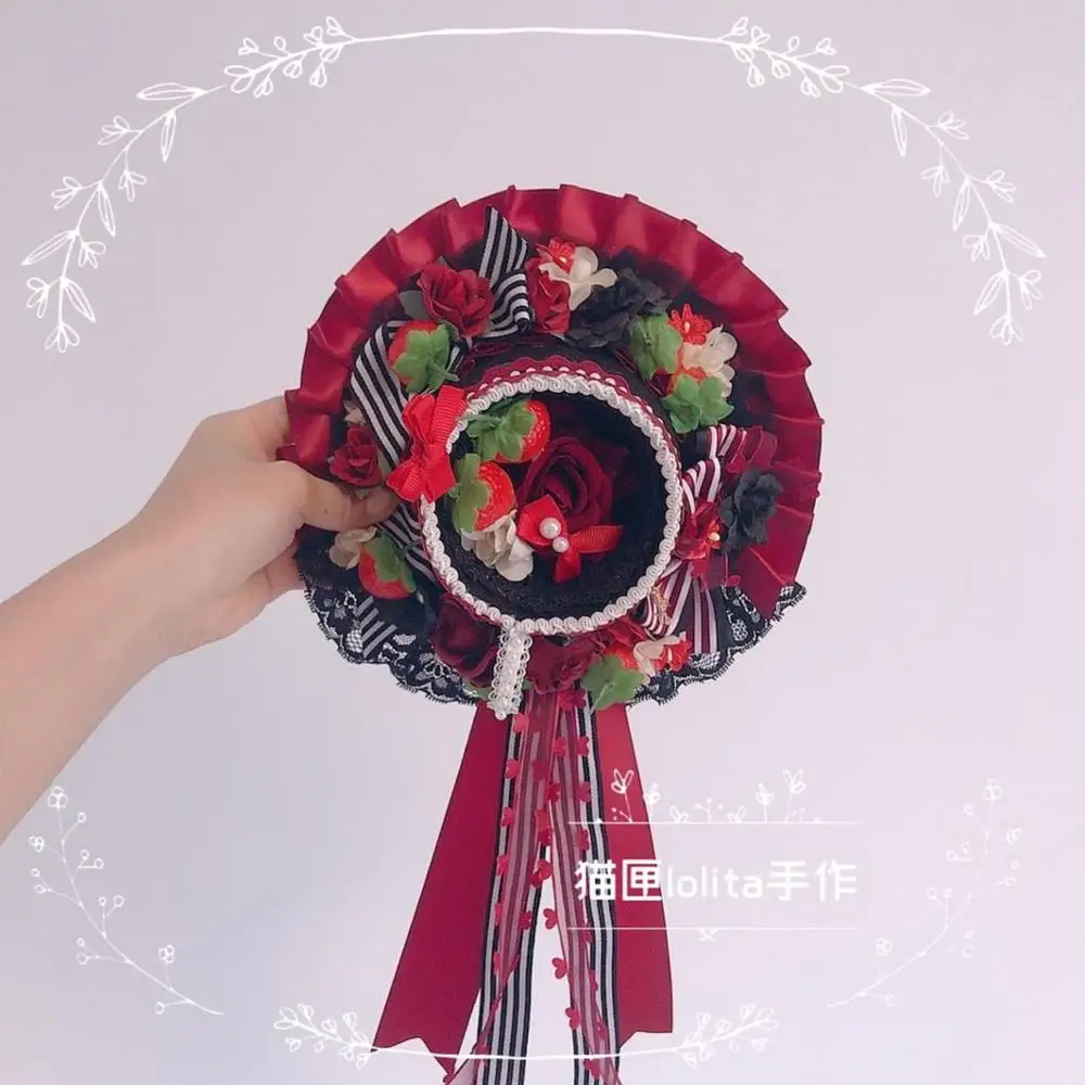 Головной убор ручной работы в стиле &quotЛолита&quot кружевная шляпа с цветами