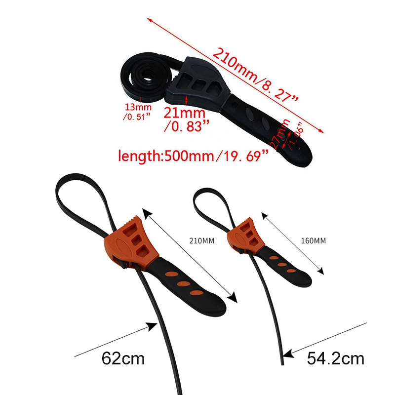 50 см трубопровода ключ дюймовый стандарт RubberStrap гаечный с ремнем регулируемый