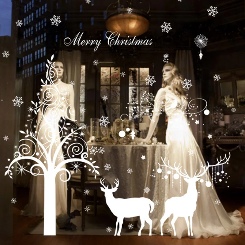 Высокие снежинки снеговик рождественские наклейки на окно аксессуары LG66 | Дом и