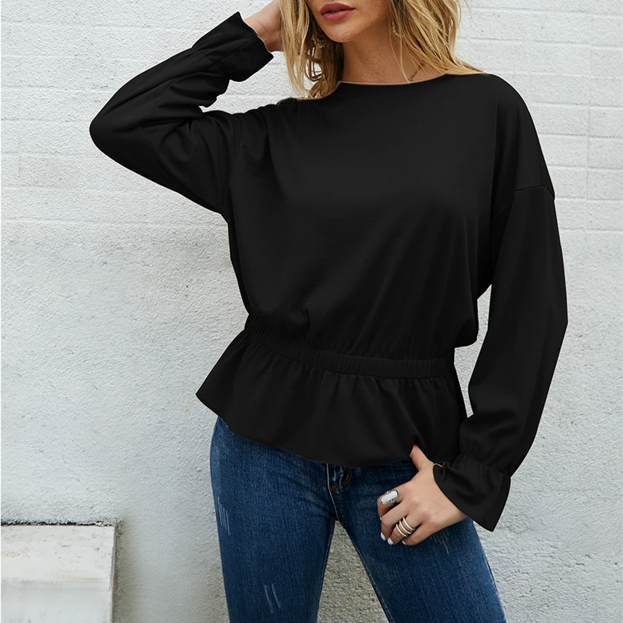 Pdfmily женское платье стильная повседневная футболка Осень-зима 2019 однотонная с