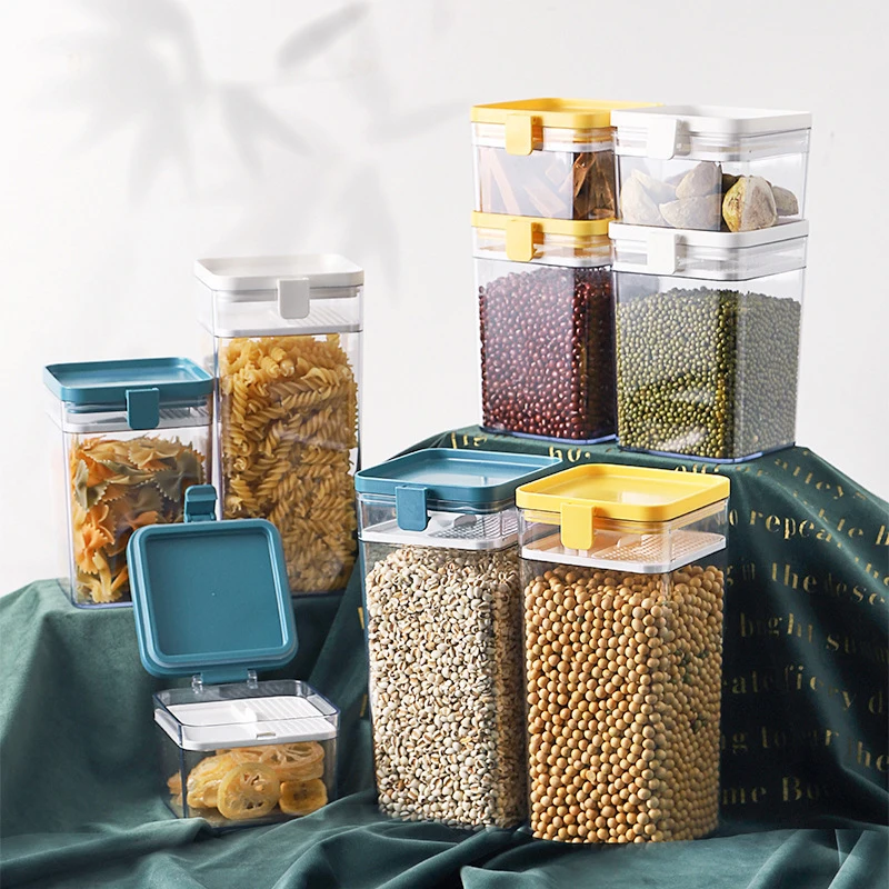 

500/1000/1600ml Kitchen Food Storage Container Transparent Grains Noodle Storage Box Organizer Containers Sealed Jars With Lid