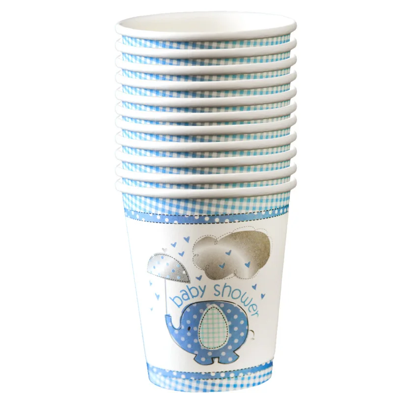 Синий Бумага со слоном кружки тарелки салфетки флаг набор одноразовой посуды для