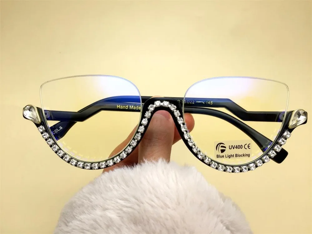

Cat Eye Reading Glasses Ladies 2020 Fashion Computer Filter Blue Light Blocking Glasses Half Frame Eyeglasses