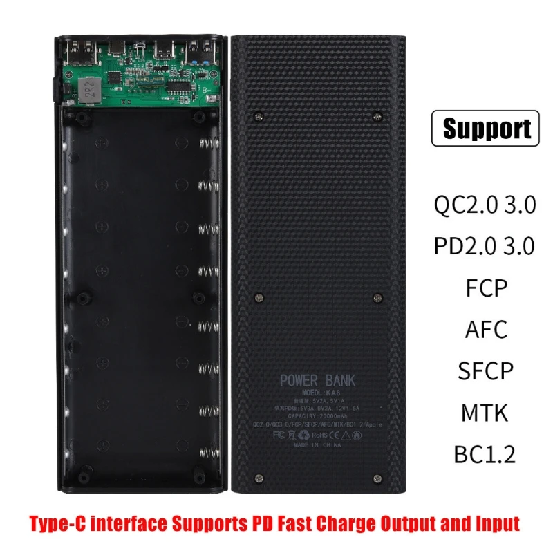 Съемный QC3.0 двойной USB ЖК дисплей DIY 8x18650 чехол для Аккумулятора Внешний