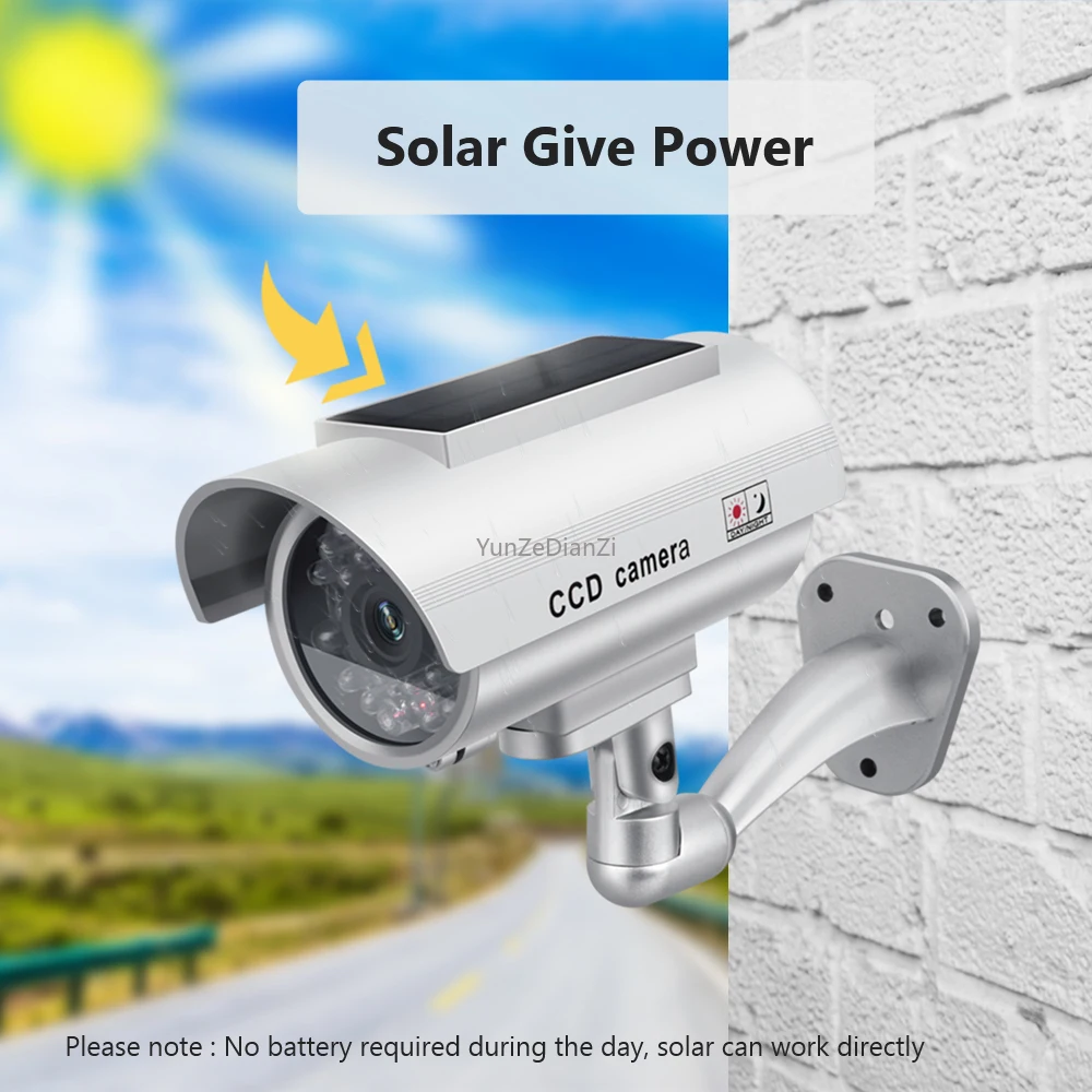 

Solar Power Dummy Camera Security Waterproof Fake Camera Outdoor Indoor Bullet LED Light Monitor CCTV Surveillance Camera