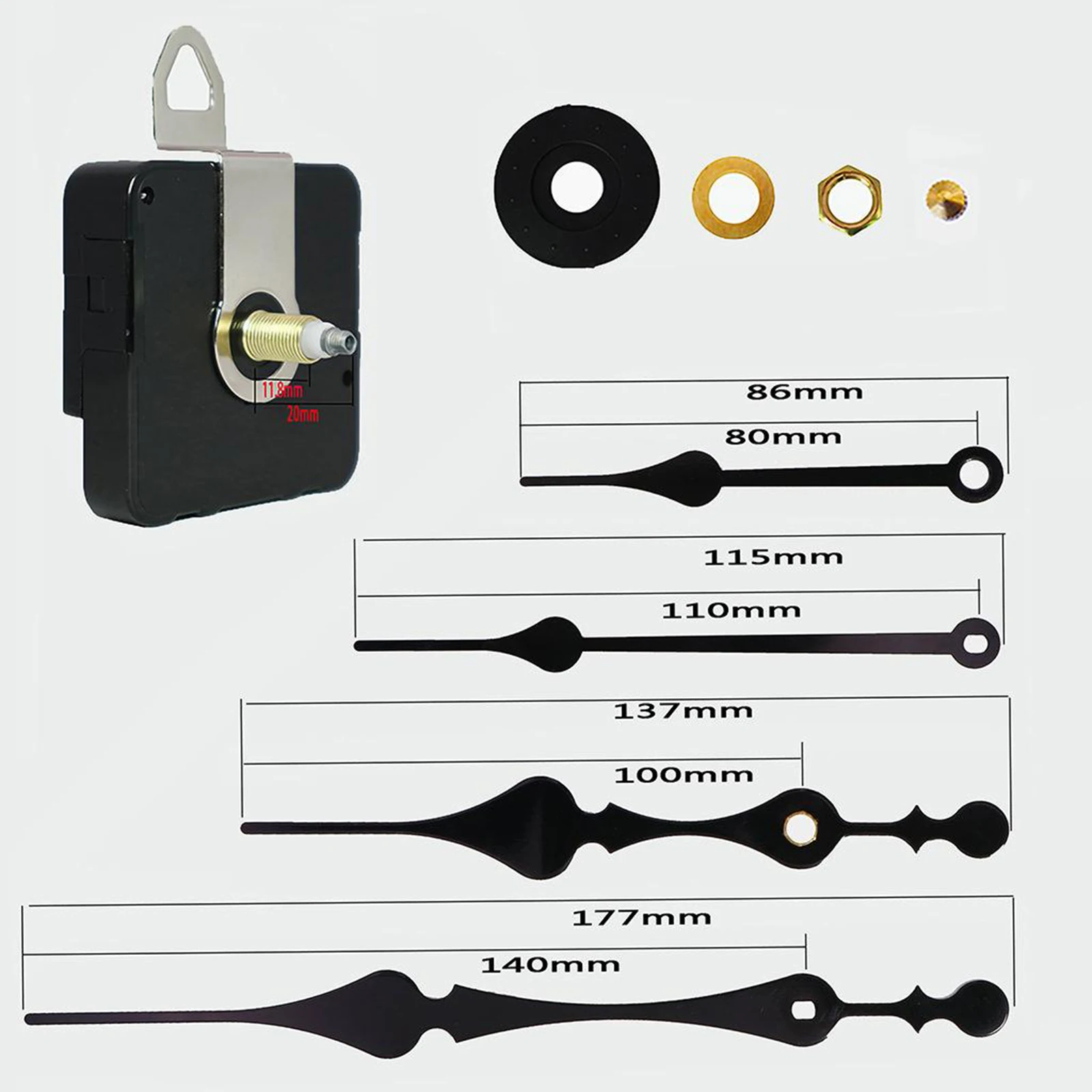 

DIY Wall Clock Motor Movement Mechanism Repair Replacement Set 20mm Shaft