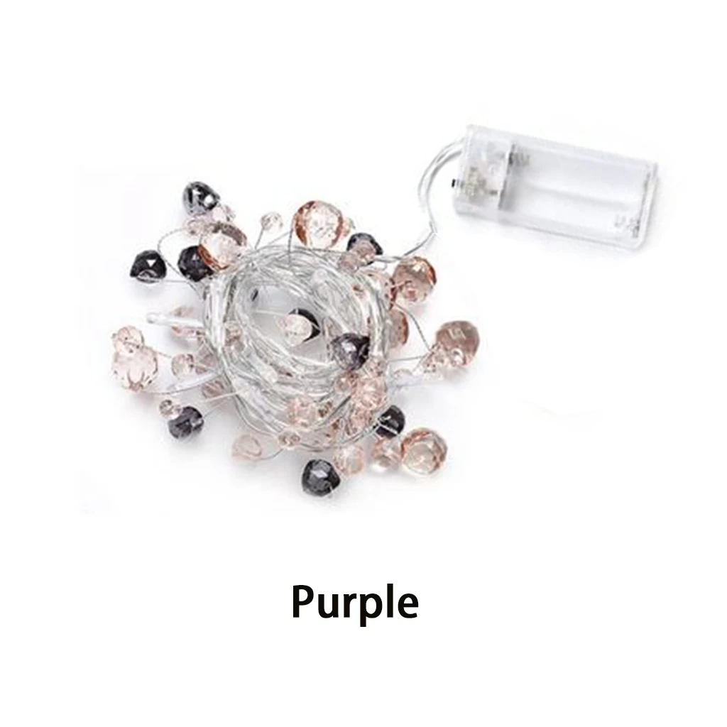 10 LED Fairy Crystal Bead String Light Christmas Tree Garland Battery Decorative Holiday Christmas Wedding Party Home Decor - Испускаемый цвет: Purple