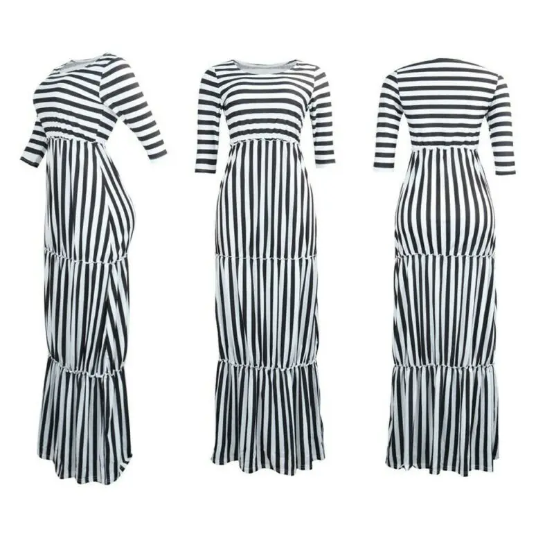 

Women Summer Bohemian Empire Waistline Striped Drap Long Maxi Dress Evening Cocktail Party Beach Dresses Sundress