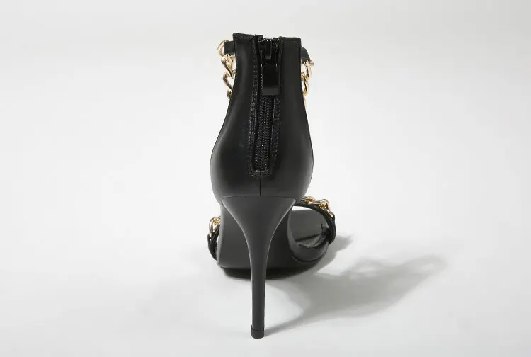 

Women Sandals Chains Stiletto High Heels Sandals Party Buckle Strap Shoes Metal Decoration Sapato Big Size 35-40