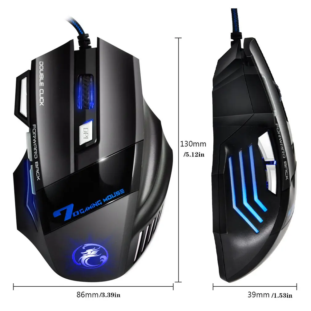 

Wired Gaming Mouse USB Optical Computer Mouse 7 Buttons Professional Gamer Mouse For Laptops LED dazzle breathing light