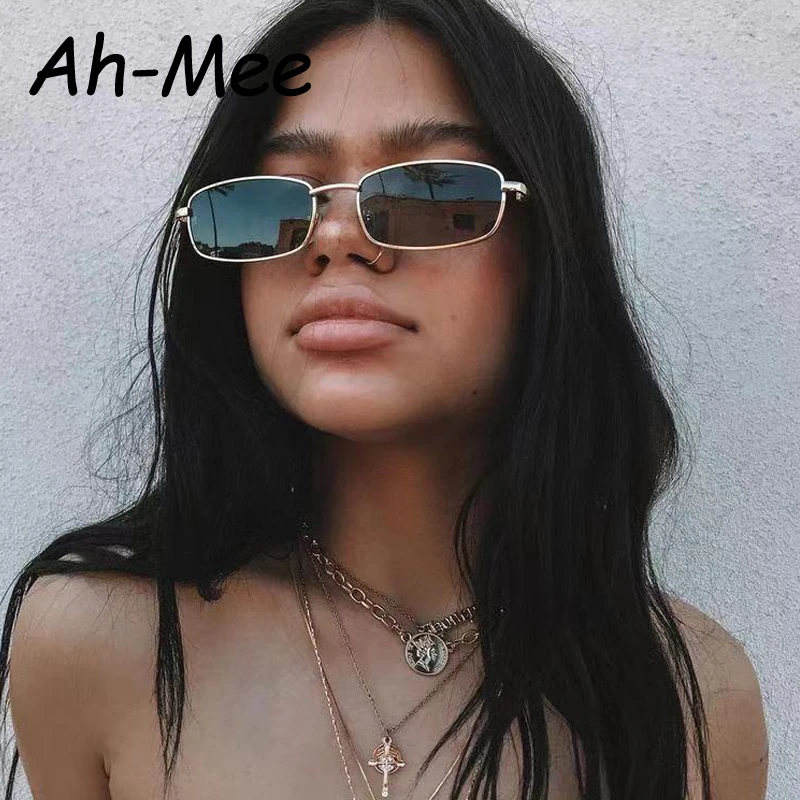 Очки солнцезащитные мужские и женские квадратные с чёрными линзами в стиле ретро