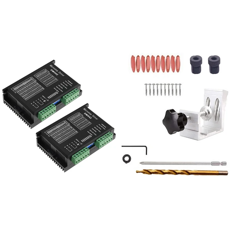 

1Set All-In-One Pocket Hole Jigs Set Aluminum Pocket Hole & 2Pcs DM542 Stepper Motor Controller 2 Phase Digital