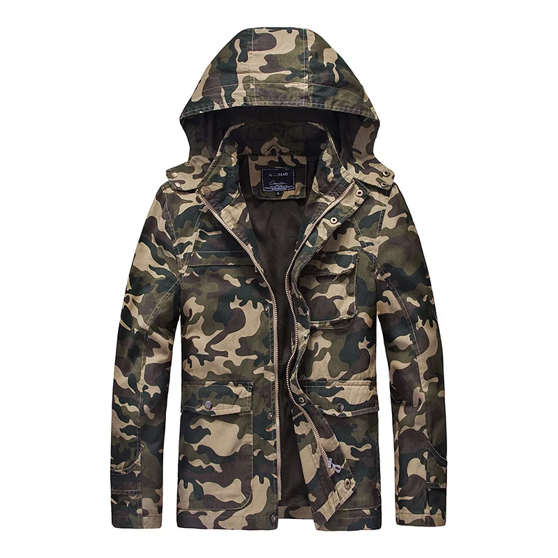 Khaki Camo ReFire gear Осенняя теплая камуфляжная куртка с капюшоном мужская зимняя Ветровка Военная тактическая куртка камуфляжные повседневные штаны с карманами пальто - Цвет: Khaki Camo