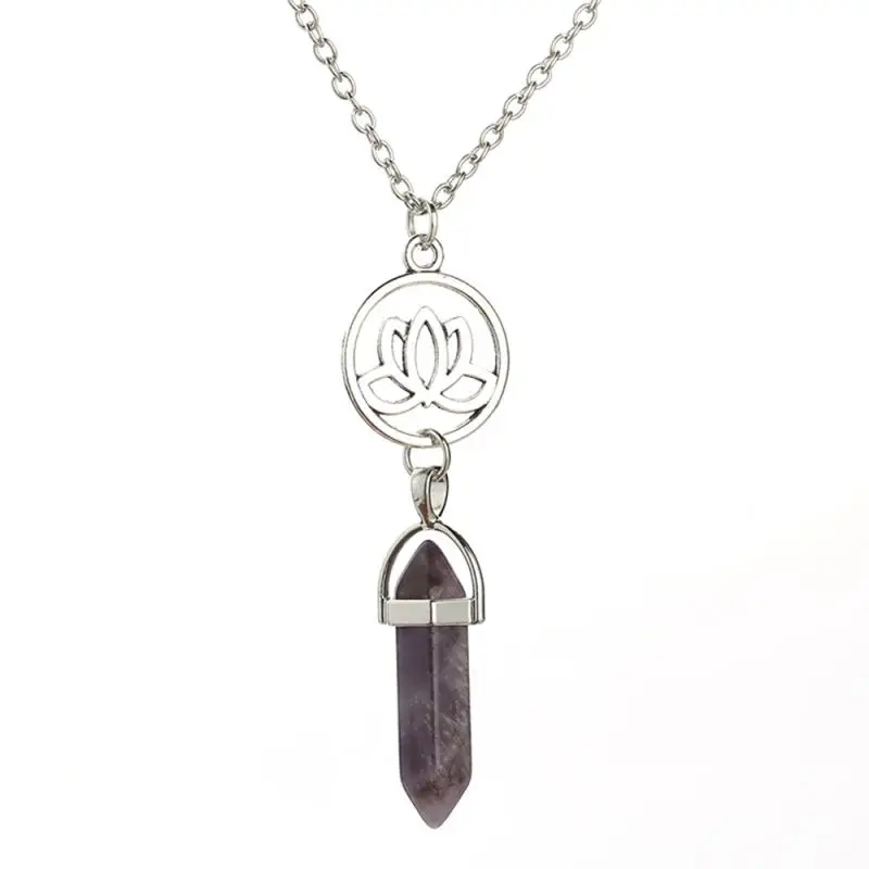

Fashion Necklace Natural Colored Crystal Pendant Pentagram Hexagon Chakra Pendant Necklace For Men Women Party