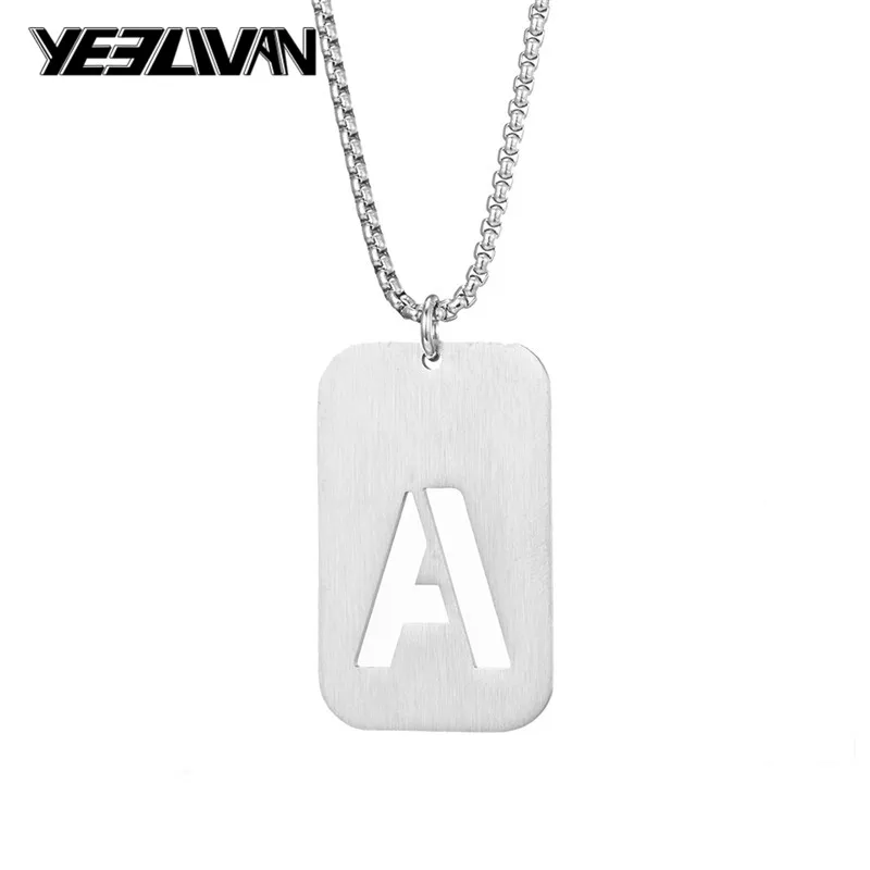 

Fashion Surname Name Initials Carved Military Nameplate Necklaces Women Male Stainless Steel Pendant Necklace Men Couple Jewelry